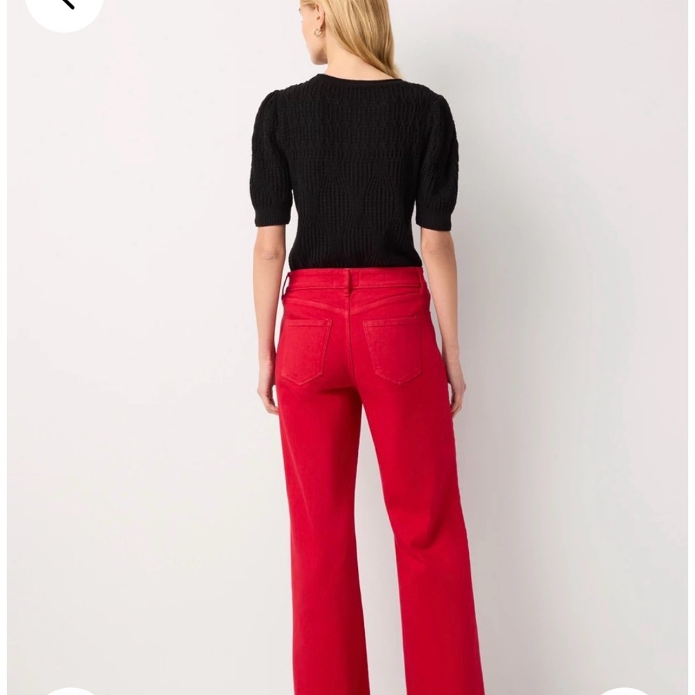 NWT WHITE HOUSE BLACK MARKET Red WIDE LEG JEANS - Picture 2 of 5